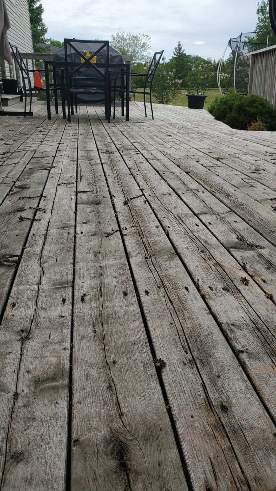Weathered wood deck boards