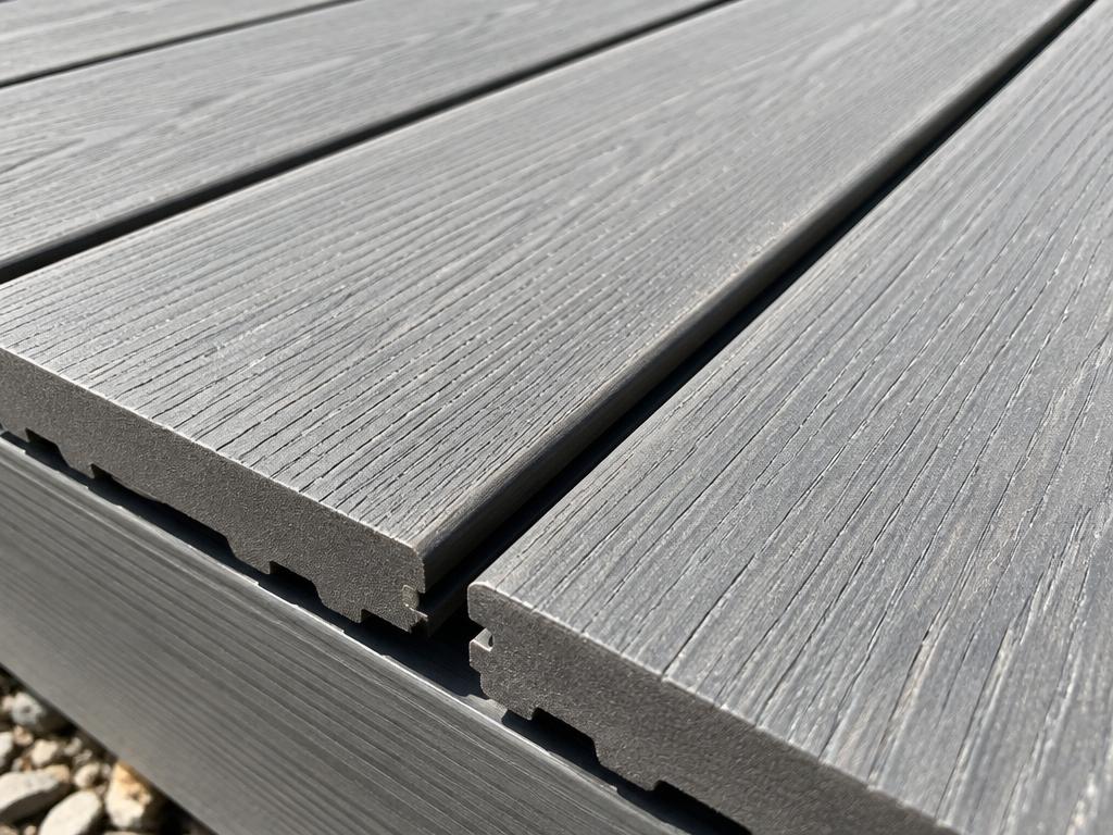 Grey composite deck boards